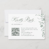 Cartons Réponse Victorian Ornate Grace Floral Sage QR code Mariage (Devant)