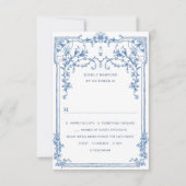 Cartons Réponse Victorien Ornate Grace Floral Dusty Mariage bleu (Devant)