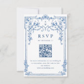 Cartons Réponse Victorien Ornate Grace Floral Dusty Mariage bleu (Devant)
