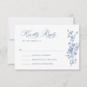 Cartons Réponse Victorien Ornate Grace Floral Dusty Mariage bleu (Devant)