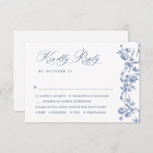 Cartons Réponse Victorien Ornate Grace Floral Dusty Mariage bleu