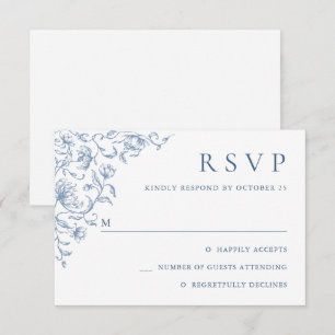 Cartons Réponse Victorien Ornate Grace Floral Dusty Mariage bleu