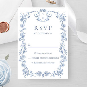 Cartons Réponse Victorien Ornate Grace Floral Dusty Mariage bleu