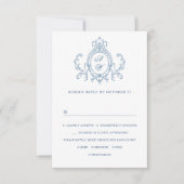Cartons Réponse Victorien Ornate Grace Floral Dusty Mariage bleu (Devant)