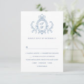 Cartons Réponse Victorien Ornate Grace Floral Dusty Mariage bleu (Debout devant)