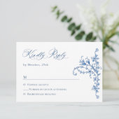 Cartons Réponse Victorien Ornate Grace Floral Dusty Mariage bleu (Debout devant)