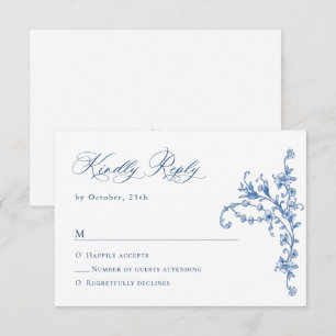 Cartons Réponse Victorien Ornate Grace Floral Dusty Mariage bleu