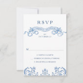 Cartons Réponse Victorien Ornate Grace Floral Dusty Mariage bleu (Devant)