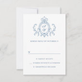 Cartons Réponse Victorien Ornate Grace Floral Dusty Mariage bleu (Devant)