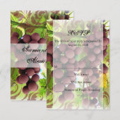 Cartons Réponse Vignoble Élégant Raisins Violets Mariage Petit RSV (Devant / Derrière)