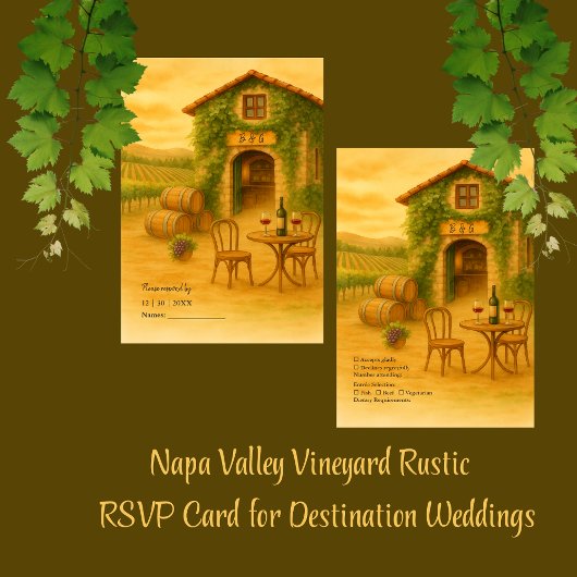 Cartons Réponse Vignoble romantique Napa Valley Vignoble Rustique