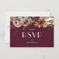 Vin Foncé Floral Mariage | Bourgogne Rouge Foncé