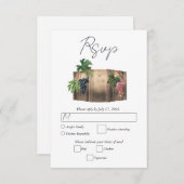 Cartons Réponse Vin rustique Barrel Vignoble Mariage (Devant / Derrière)