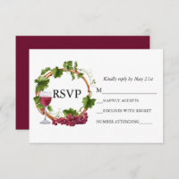 Vins de raisins d'aquarelle mariage Wreath Bourgog