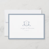 Cartons Réponse Vins intemporels Dusty Blue Monogram Mariage Crest (Dos)