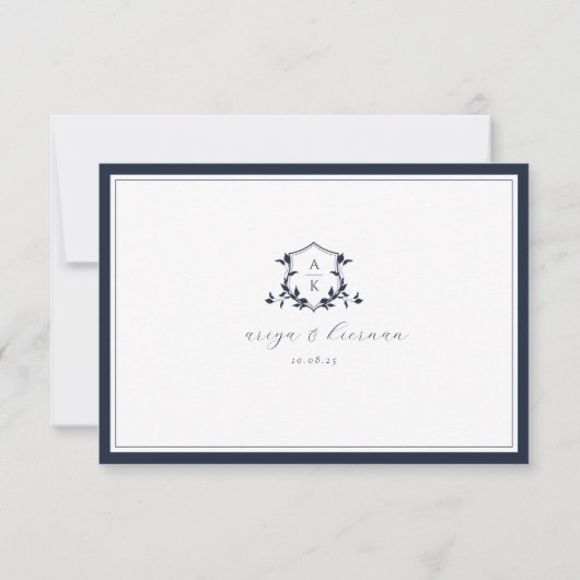 Cartons Réponse Vins intemporels Monogramme Mariage Crest (Dos)