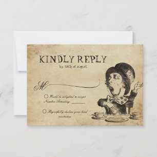 Cartons Réponse Vintage Alice au pays des merveilles Mariage de la