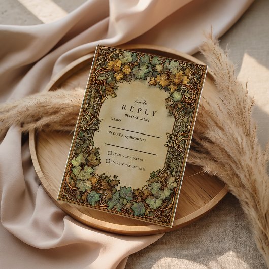 Cartons Réponse Vintage Autumn Botanical Wedding