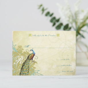 Cartons Réponse Vintage Birds Lagoon Endive Vieillissement Damask 