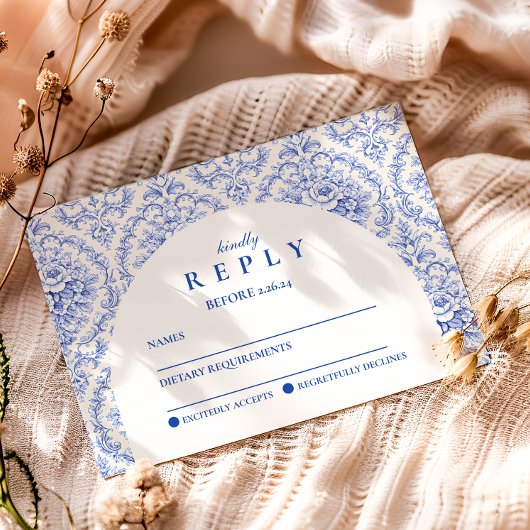 Cartons Réponse Vintage Blue Botanical Graduation Party