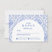 Cartons Réponse Vintage Blue Botanical Graduation Party (Devant)