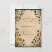 Cartons Réponse Vintage Blue Wildflower Wedding (Devant)