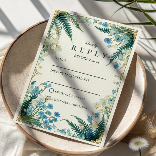 Cartons Réponse Vintage Bluebell Botanical Wedding