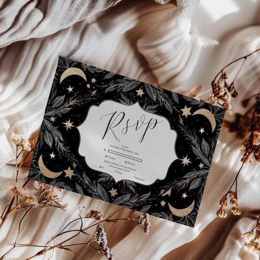 Cartons Réponse Vintage Botanique Céleste Lune Étoiles Mariage