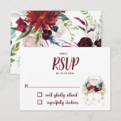 Cartons Réponse Vintage Camion Bourgogne Mariage (Devant / Derrière)