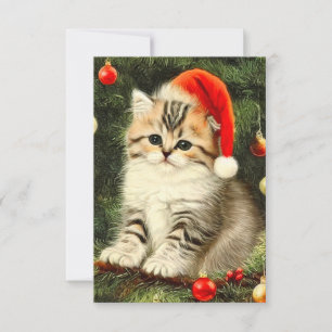 Cartons Réponse Vintage Christmas Kitten