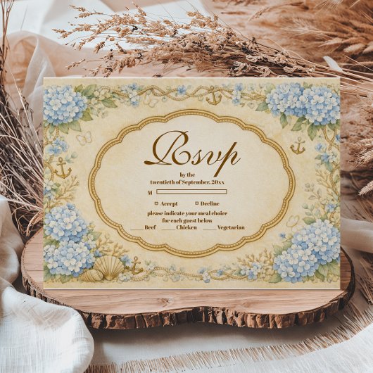 Cartons Réponse Vintage Coastal Hydrangea Quinceañera