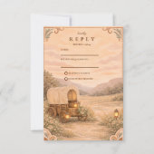 Cartons Réponse Vintage Covered Wagon Meadow Wedding (Devant)
