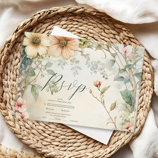 Cartons Réponse Vintage Daisy Art Nouveau Mucha Mariage