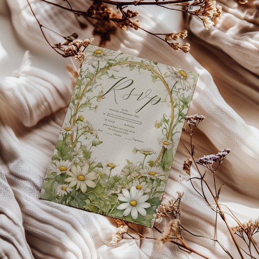 Cartons Réponse Vintage Daisy Mariage Art Nouveau