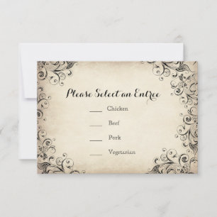 Cartons Réponse Vintage Elegant Mariage Entree Card