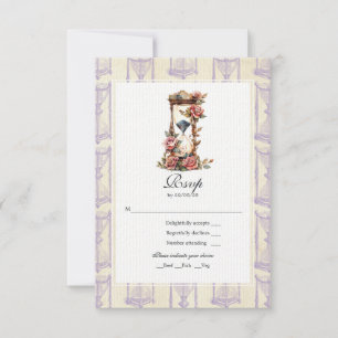 Cartons Réponse Vintage Floral Hourglass Mariage