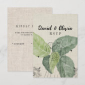 Cartons Réponse Vintage Floral Rustic Mariage (Devant / Derrière)