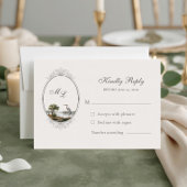 Cartons Réponse Vintage French Landscape Monogram Wedding