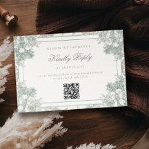 Vintage Garden Sage Green French QR Wedding