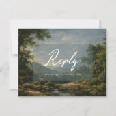 Cartons Réponse Vintage Landscape Antique Blue Wedding Reply (Devant)