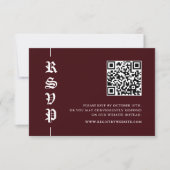 Cartons Réponse Vintage Modern Burgundy QR Code Wedding (Devant)