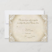 Cartons Réponse Vintage Monogramme dentelle rose sauvage tourbillo (Dos)