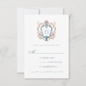 Cartons Réponse Vintage Monogramme Floral Crest Mariage (Devant)