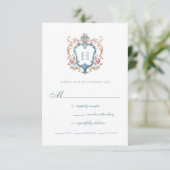 Cartons Réponse Vintage Monogramme Floral Crest Mariage (Debout devant)