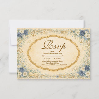 Cartons Réponse Vintage Navy Coastal Quinceañera