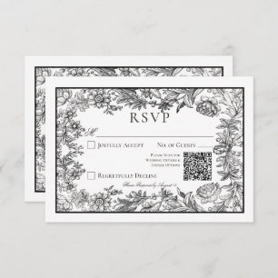 Cartons Réponse Vintage noir et blanc Mariage de code QR