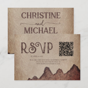 Cartons Réponse Vintage papier rustique brun montagnes mariage