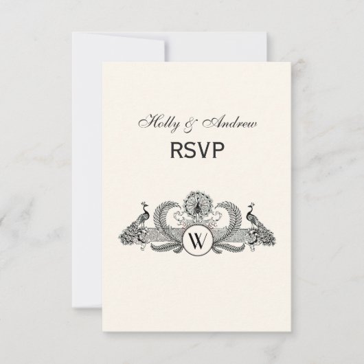 Cartons Réponse Vintage Peacocks Monogram Ivory BG (Devant)