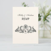 Cartons Réponse Vintage Peacocks Monogram Ivory BG (Debout devant)
