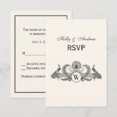 Cartons Réponse Vintage Peacocks Monogram Ivory BG (Devant / Derrière)